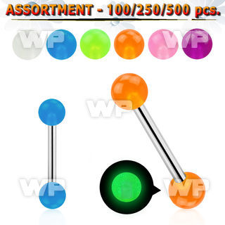 4b2kyt surgical steel tongue bar 1 6mm 5mm glow in the dark bal tongue piercing