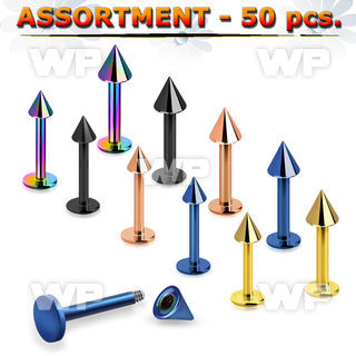 4b2l0 of ion plated 316l steel labret studs 1 2mm 3mm cone len lower lip piercing