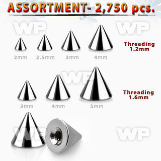 4b2se0 2750 pcs of surgical steel cones in sizes from 2mm to 5mm 