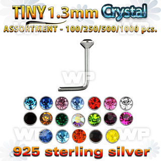 4b2szk silver 925 l shaped nose studs 1 25mm round crystal top nose piercing
