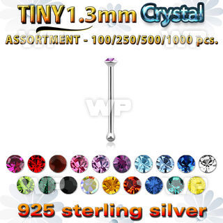 4b2szp silver 925 nose bone 1 25mm round crystal top nose piercing