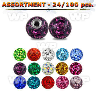 4b2zel 5mm multi crystal ball s1 6mm threading clear epoxy cov belly piercing