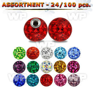 4b2zet 6mm multi crystal ball s1 6mm threading clear epoxy cov belly piercing