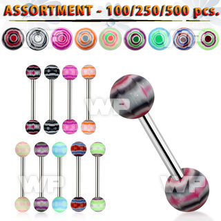 4b2zkk surgical steel tongue bars 1 6mm 6mm multi colored acryl tongue piercing