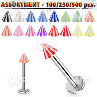 4b2zlk surgical steel labret studs 1 2mm 3mm uv beach cone leng lower lip piercing