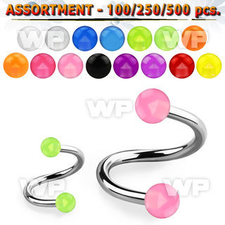 4b2zsk surgical steel eyebrow spirals 1 2mm 3mm acrylic uv ball eyebrow piercing