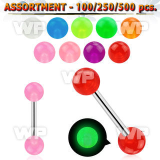 4b2zss surgical steel tongue bars 1 6mm 6mm glow in the dark tongue piercing