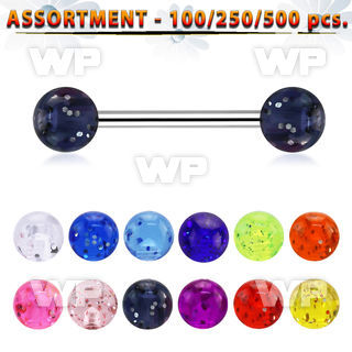 4b2zyl surgical steel tongue bars 1 6mm 6mm glitter balls lengt tongue piercing