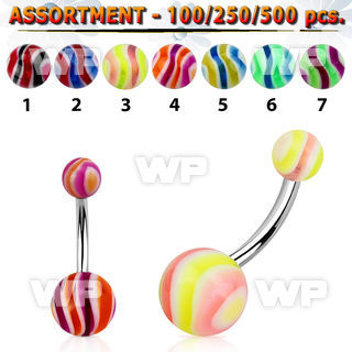 4b2zz0 steel belly bananas 1 6mm 5 8mm wave pattern acrylic belly piercing