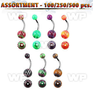 4b2zzp steel belly bananas 1 6mm 5 8mm bullseye pattern acryli belly piercing