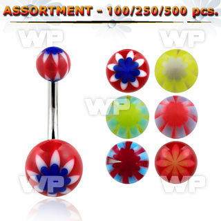 4b2zzs steel belly bananas 1 6mm 5 8mm multicolored uv beach belly piercing