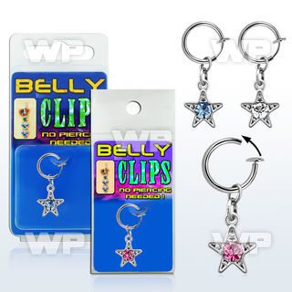 4b6mr37a fake belly clip rhodium plated star dangle belly piercing
