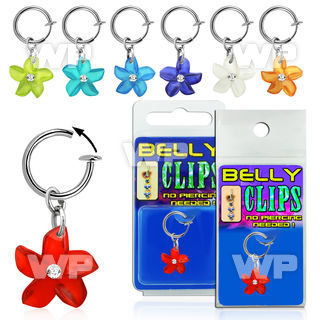 4b6mr9t fake belly clip dangling acrylic flower belly piercing