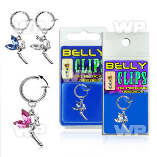 4b6mszk fake belly clip dangling fairy crystal wings belly piercing