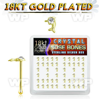 4f1m6i 18k gold plated silver nose bones clear dolphin