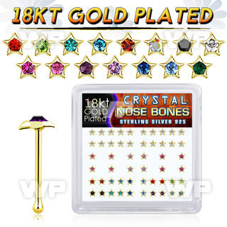 4f3akji 18k gold plated silver nose bones color star