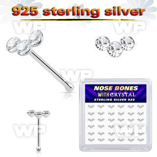 4f6h46zy silver nose pins 22g clear crystals curved 36