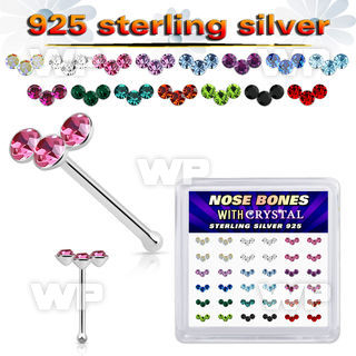 4f6h4jzy silver nose pins 22g crystals colors 36