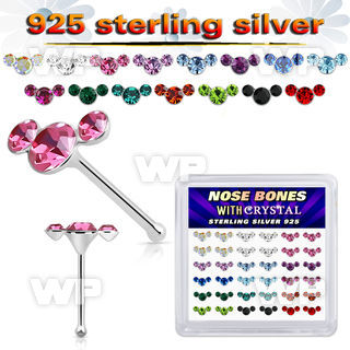 4f6h7jzy silver nose pins 22g crystals colors 36