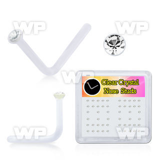 4f79 box w clear acrylic l shaped nose studs 0 8mm 1 5mm roun nose piercing