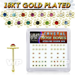 4fdbkji 18k gold plated silver nose bones color flower