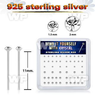 4funj6t silver nose studs 22g clear crystals 52