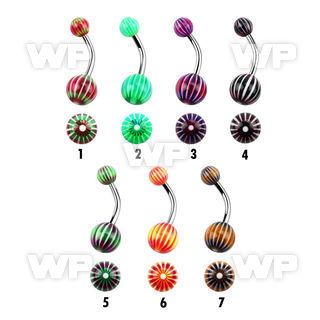 4u1f1 steel belly ring acrylic bulls eye design balls length belly piercing