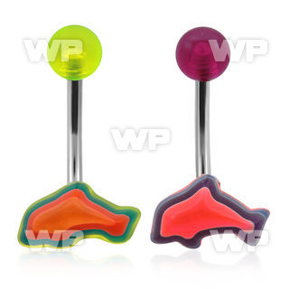 4u1mbni steel belly ring acrylic dolphin shaped lower part upper belly piercing