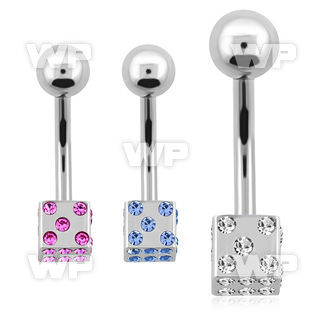 4u316 steel belly ring 5mm steel ball 5mm crystal studded ste belly piercing