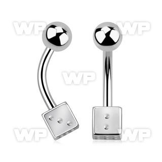 4u318 steel belly ring 5mm steel ball 5mm steel dice belly piercing