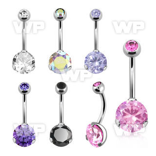 4ua1gtc4 surgical steel casting belly ring 8mm prong set cubic zir belly piercing