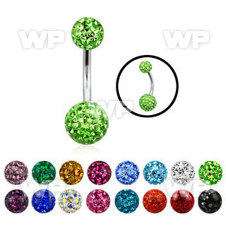 4udayt steel navel bananabell 14g crystal ferido balls