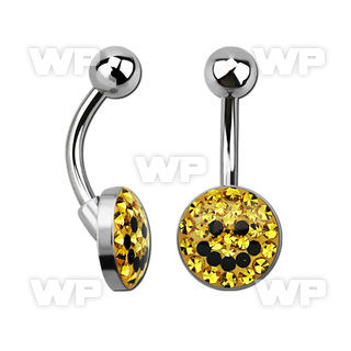 4ujrce9 steel belly ring w ferido glue crystals in smiley logo belly piercing