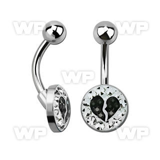 4ujrcky steel belly ring w ferido glue crystals inbroken heart belly piercing