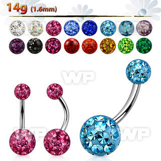 4ukdai steel belly ring multi crystal ferido glued ballsepoxy belly piercing
