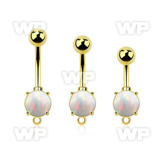 4ura15x gold finish implantgrade steel navel bananabell opal