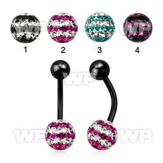 4urdat1 ion plated steel belly ring multi crystal ferido ball cut belly piercing