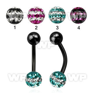 4urday1 ion plated steel belly ring 5mm top ball 6mm multi crys belly piercing