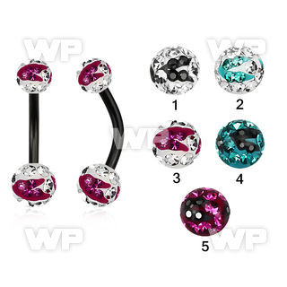 4urkda36 ion plated steel belly ring 5 6mm multi crystal ferido belly piercing