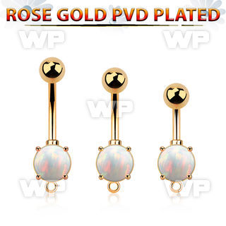 4urra15x rosegold finish implant steel navel bananabell opal