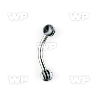 4uw1fr 316l steel micro banana w 3mm acrylic ballsblack white eyebrow piercing