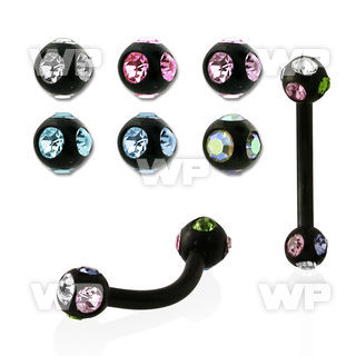 4uw26z ion plated surgical steel banana 1 2mm 3mm multi jewel eyebrow piercing