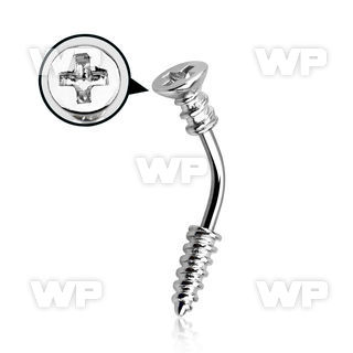 4uw36o 316l steel micro banana w cross screw top screw threadin eyebrow piercing