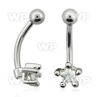 4uw3ag 316l steel micro banana w prong set 4mm cz star on one eyebrow piercing