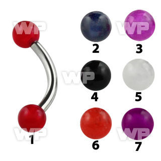 4uw74 316l steel micro banana w 3mm plain acrylic balls length eyebrow piercing