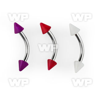 4uw76u 316l steel micro banana w 3mm plain acrylic cones length eyebrow piercing
