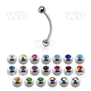 4uwk6 316l steel micro banana w 3mm bezel jewel ball eyebrow piercing