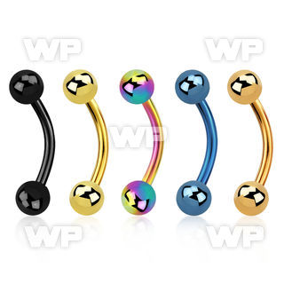 4uwr40 ion plated 316l steel micro banana w 4mm ball eyebrow piercing