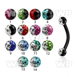 4uwrdazw ion plated 316l steel micro banana w 3mm multi crystal eyebrow piercing