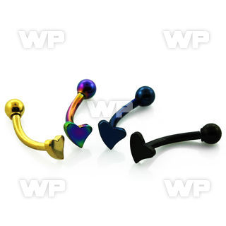 4uwrxa ion plated 316l steel micro banana w small heart shaped eyebrow piercing
